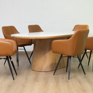 SANTOS Dining Table + 6 Belfast Chairs