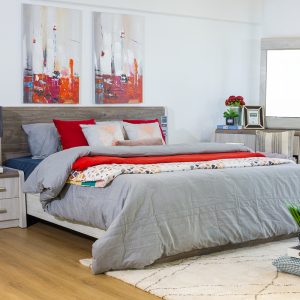 FRENCH King Bed + 1 Nightstand + MATTRESS-2-CHILL King Size Pocket Spring Mattress