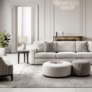 PHILLIPE 7 Seater Fabric Sofa (3+2+1+1) + 2 Ottomans